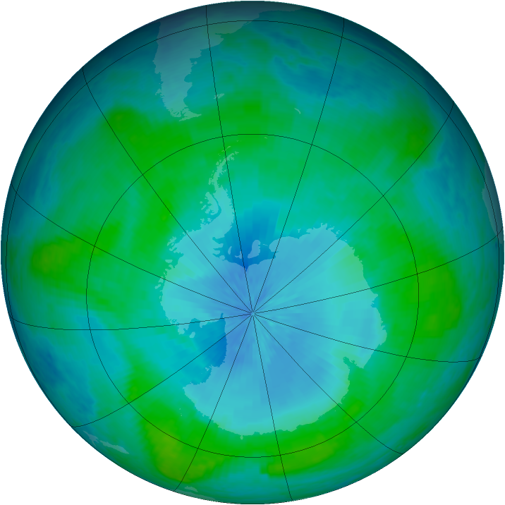 Antarctic ozone map for 13 February 2003